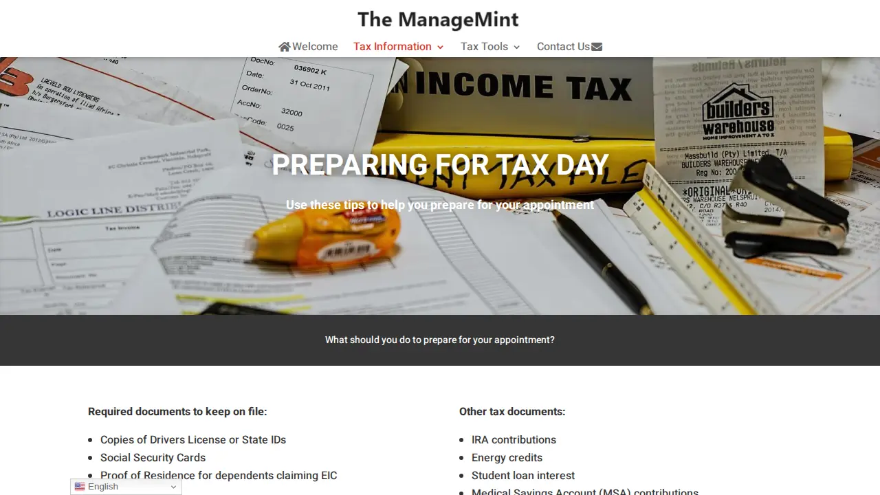 The Manage-Mint page