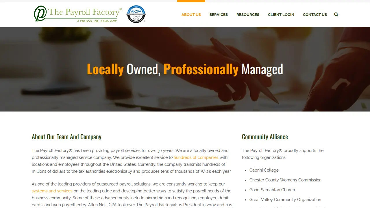 The Payroll Factory page