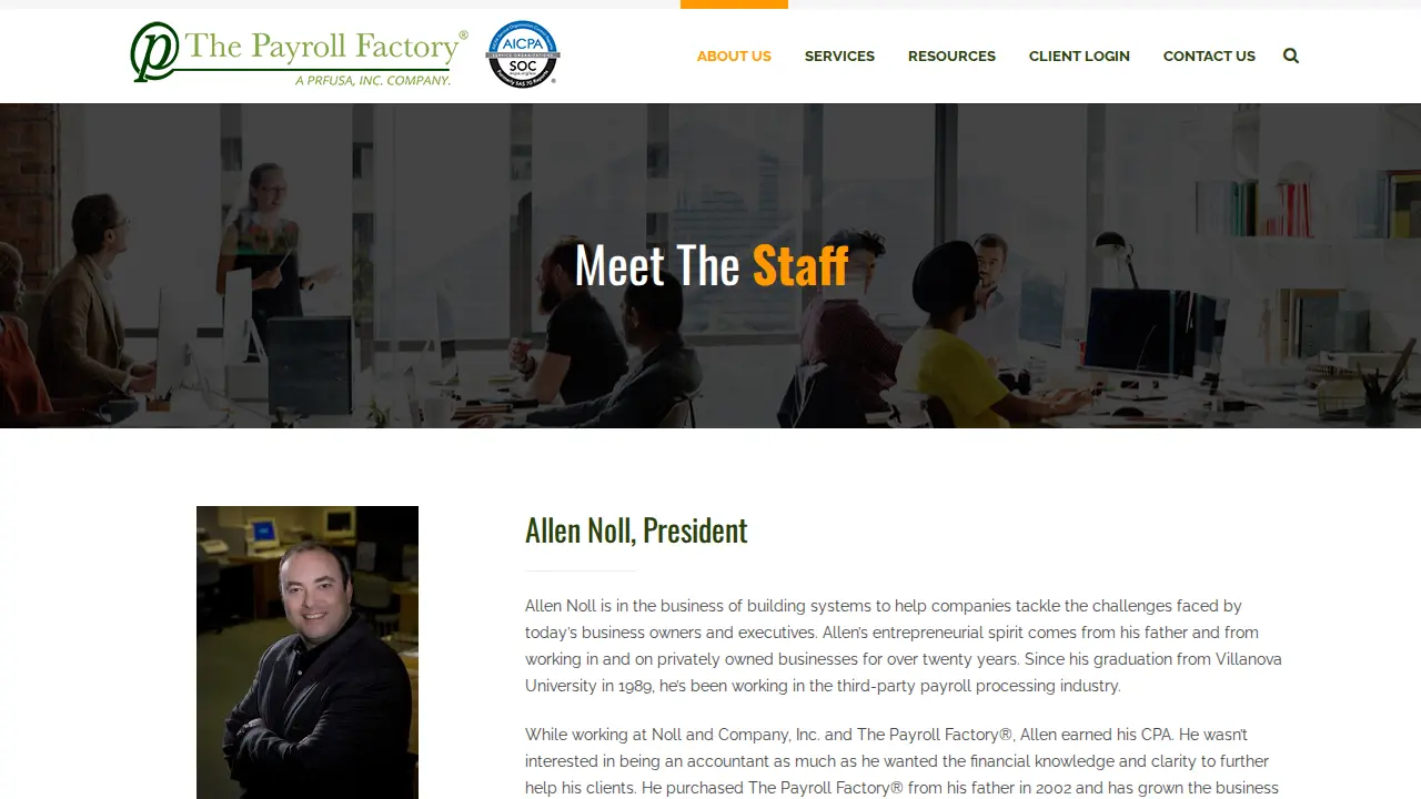 The Payroll Factory page