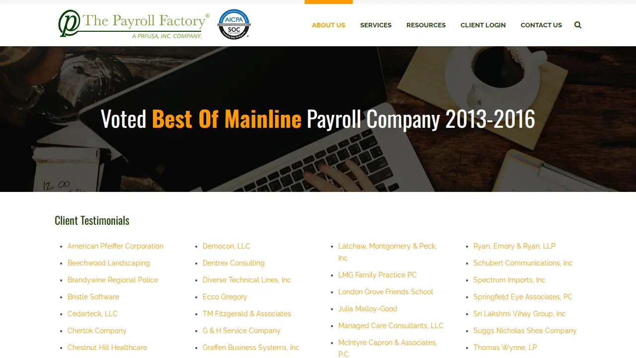 The Payroll Factory page