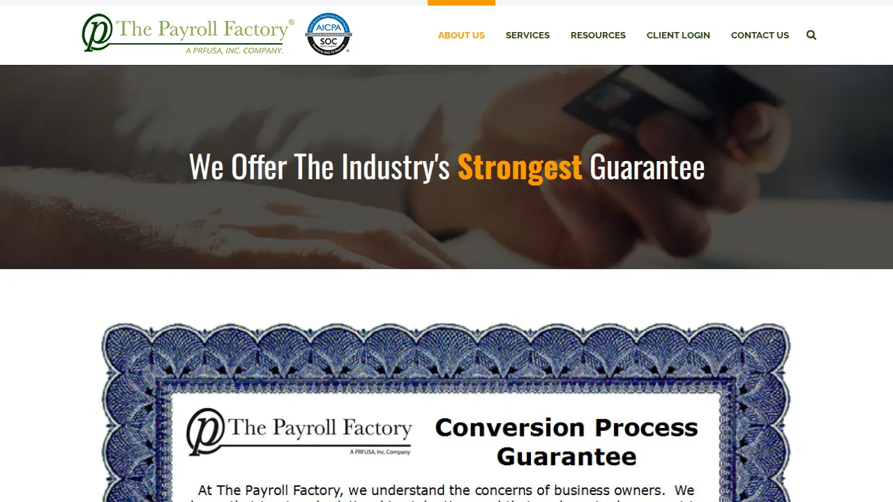The Payroll Factory page