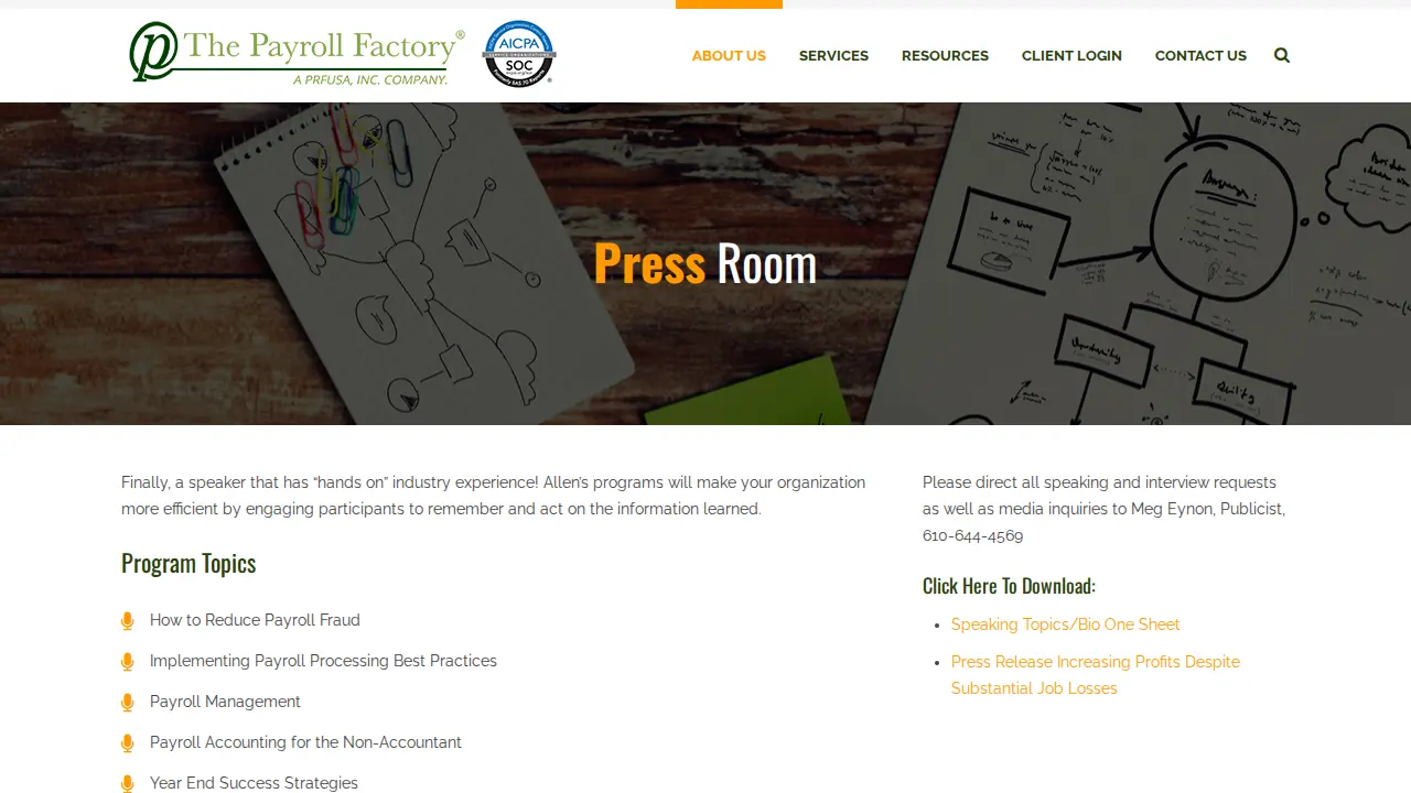 The Payroll Factory page
