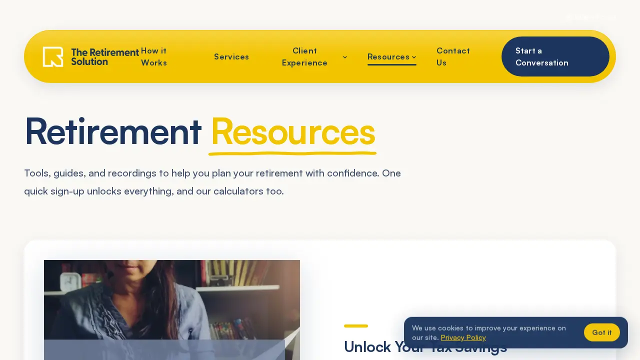The Retirement Solution page