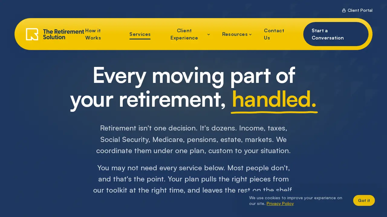 The Retirement Solution page