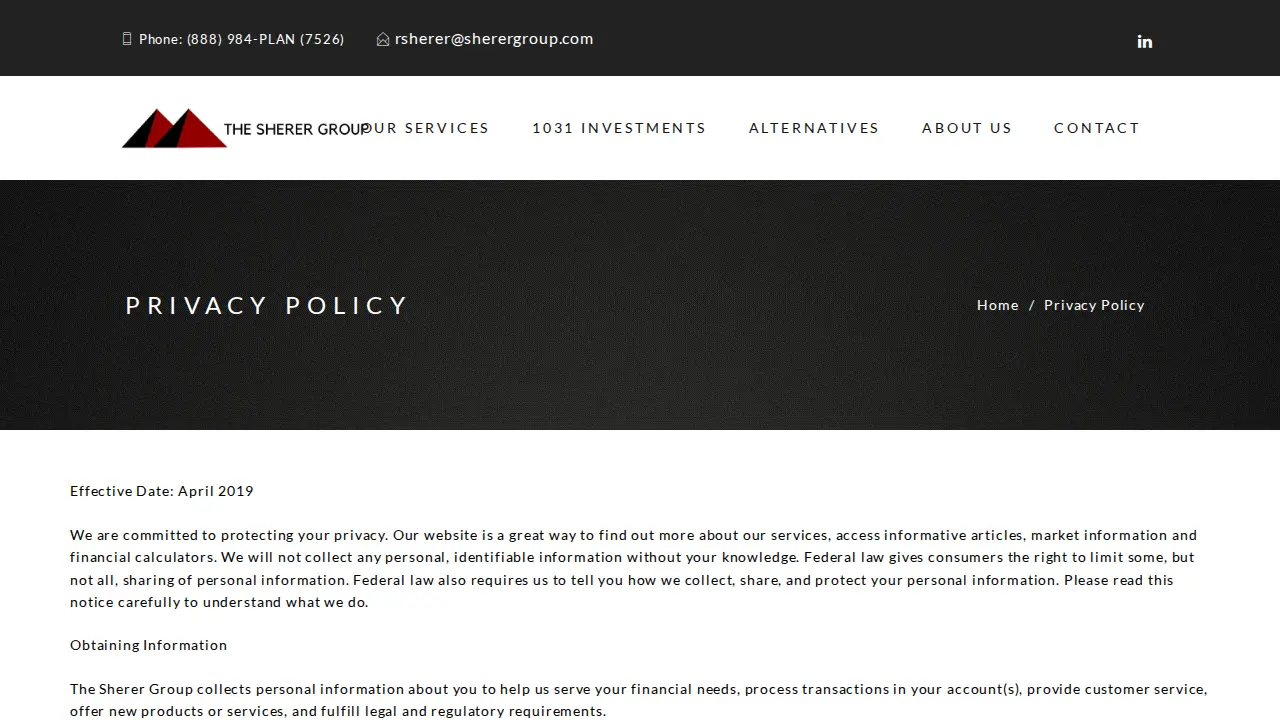 Sherer Group LLC page