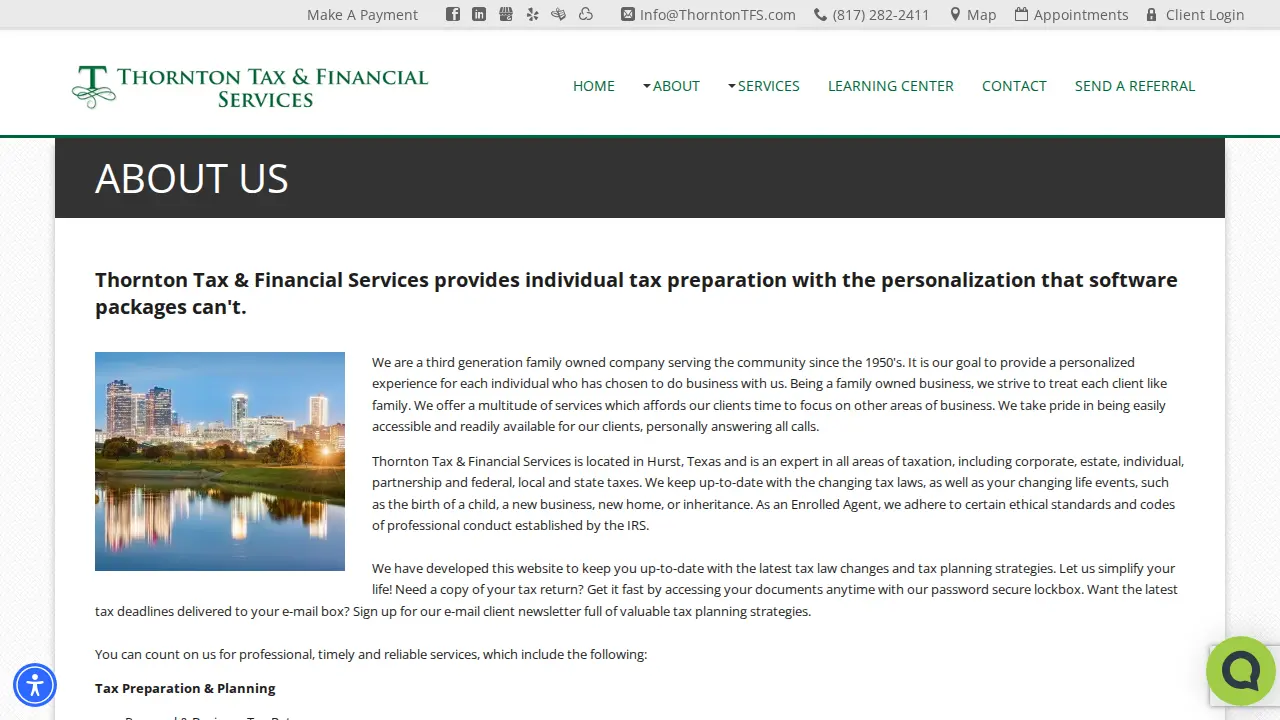 Thornton Tax & Financial Services page