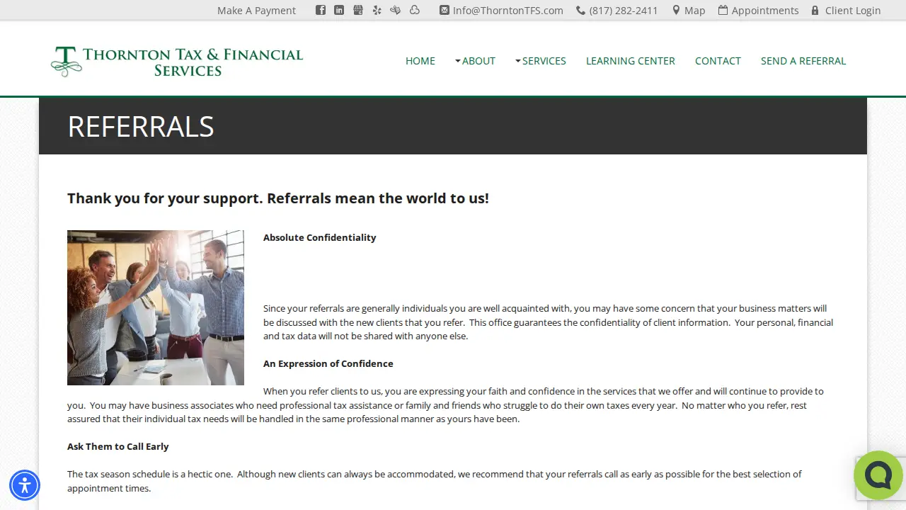 Thornton Tax & Financial Services page