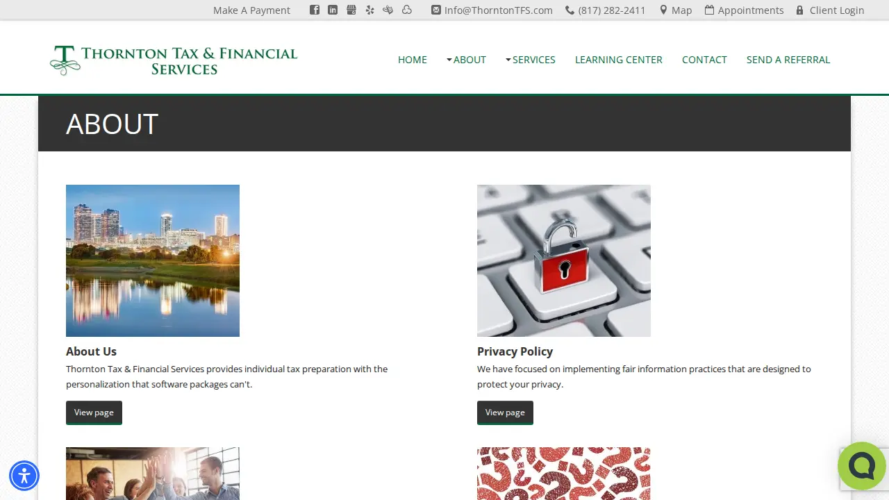 Thornton Tax & Financial Services page
