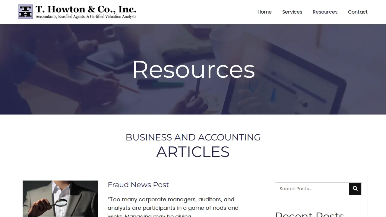 T. Howton & Co. Inc. CPA's & Forensic Accountants page
