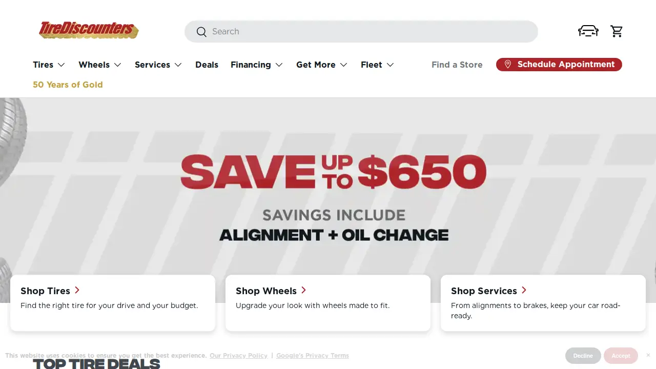 Tire Discounters page