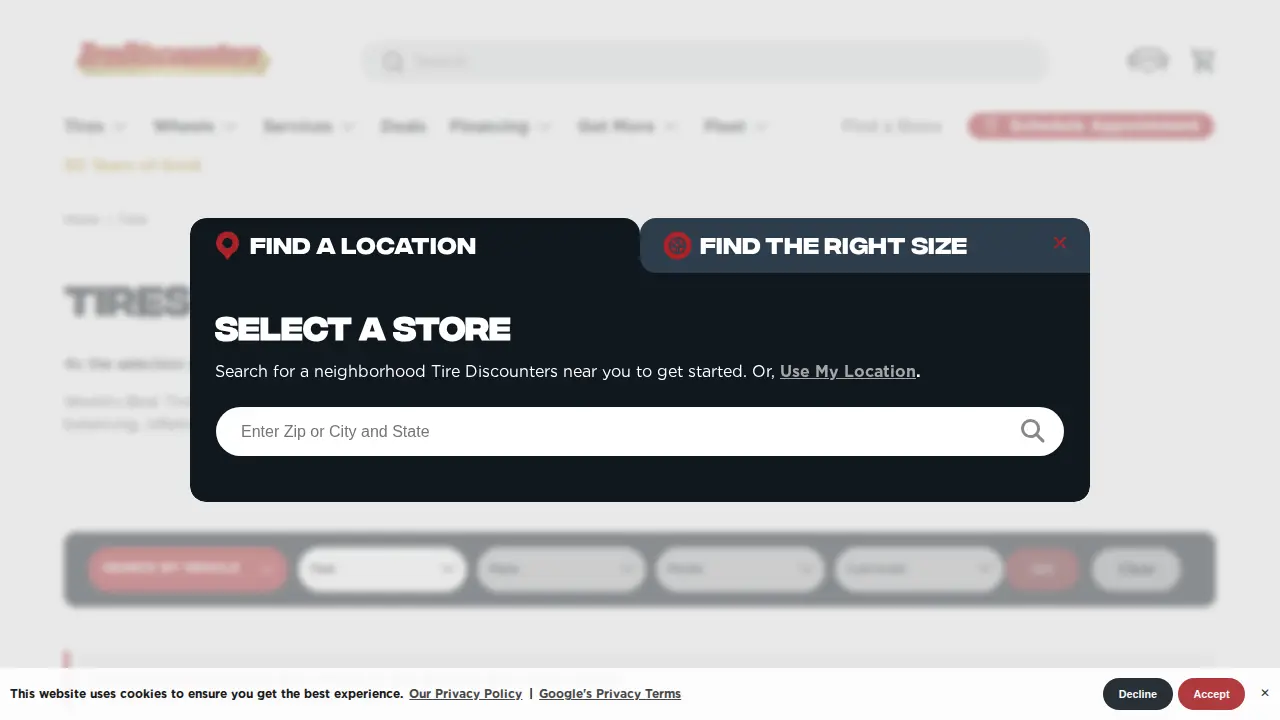 Tire Discounters page