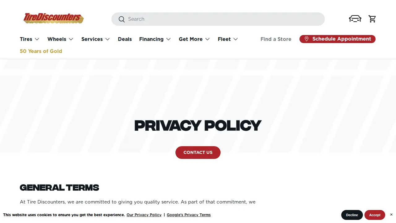 Tire Discounters page