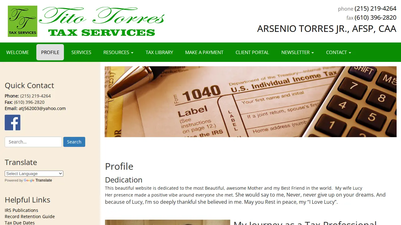 TITO TORRES TAX SERVICES page