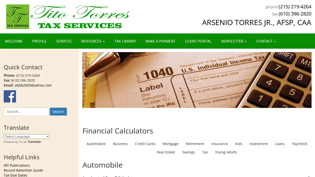 TITO TORRES TAX SERVICES page