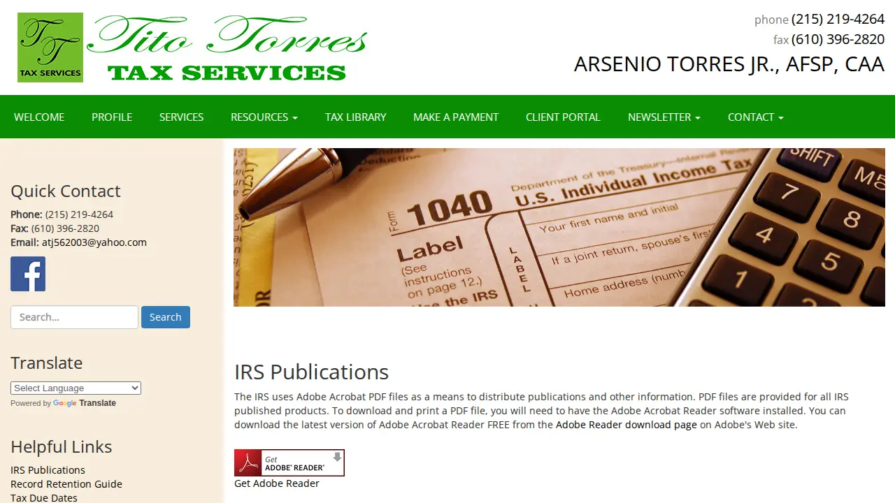TITO TORRES TAX SERVICES page