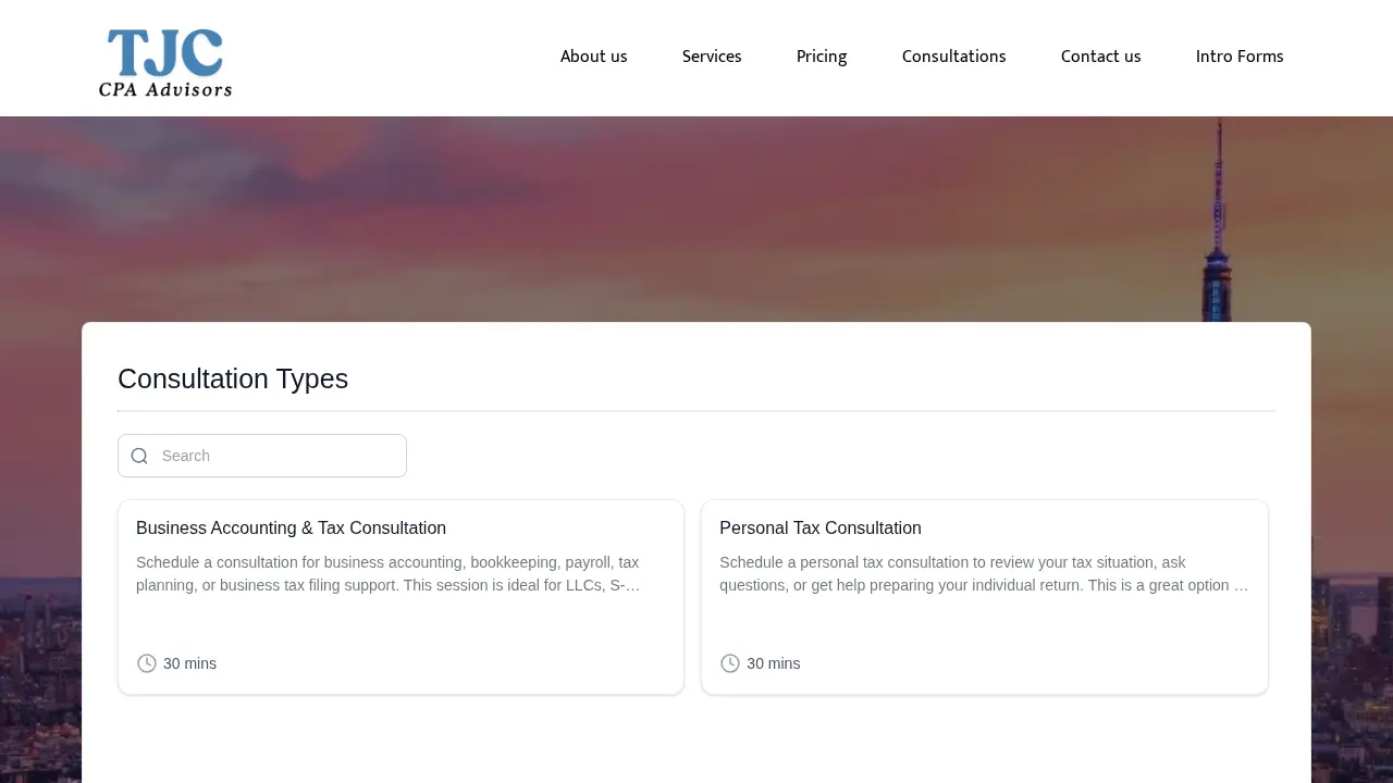 TJC CPA Advisors page