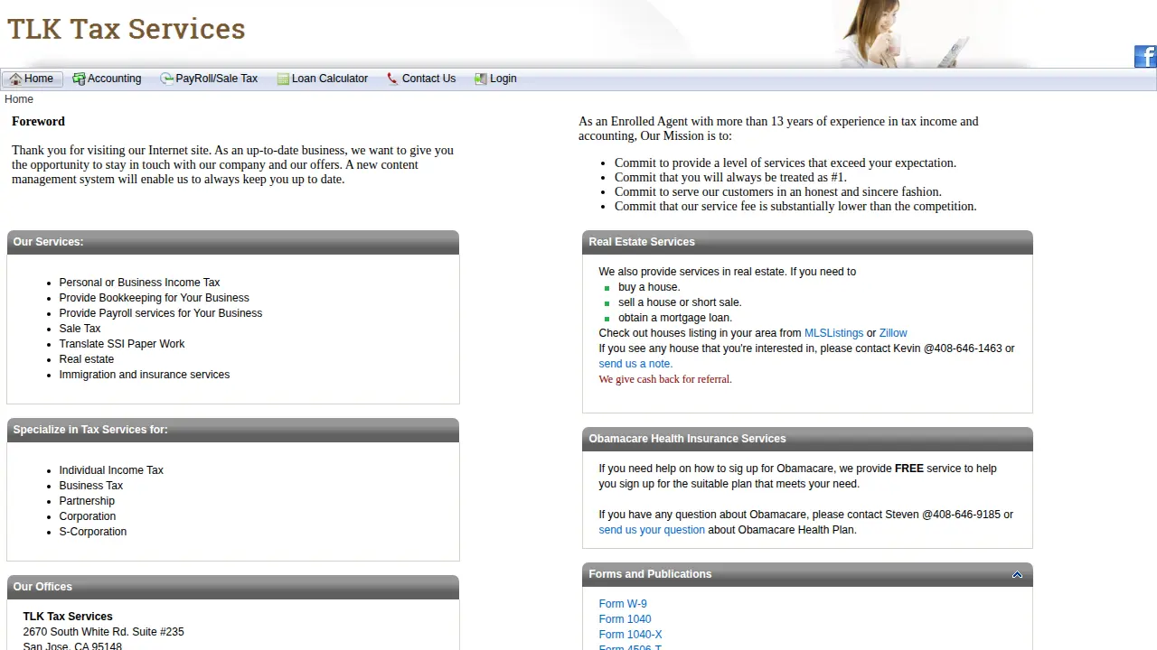 TLK Tax Services page