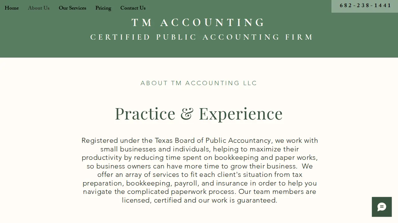 TM ACCOUNTING, CPA FIRM page