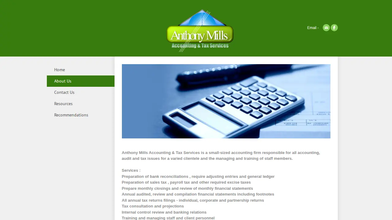 Anthony Mills Accounting & Tax Services page
