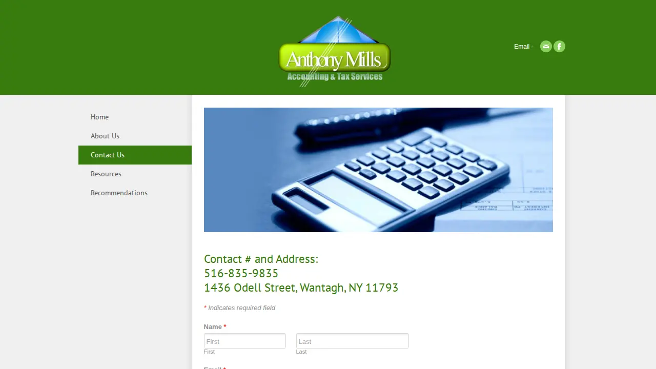Anthony Mills Accounting & Tax Services page