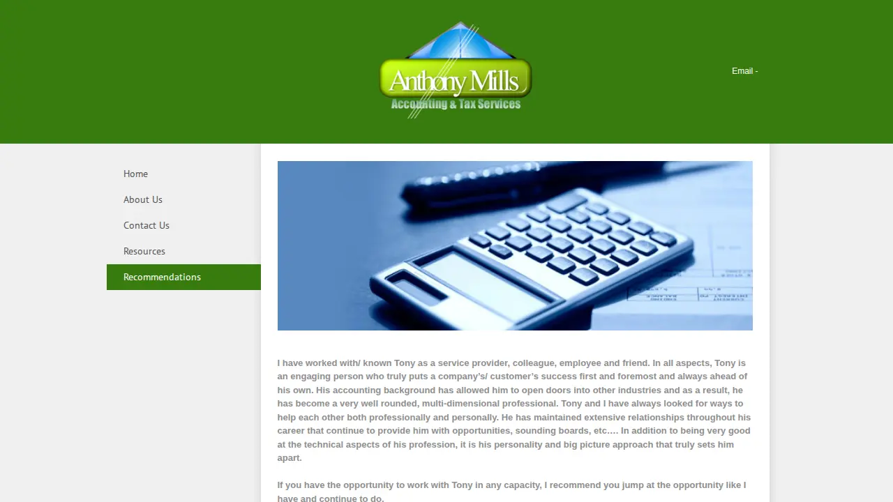 Anthony Mills Accounting & Tax Services page
