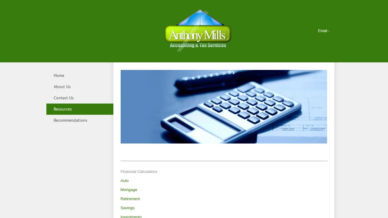 Anthony Mills Accounting & Tax Services page