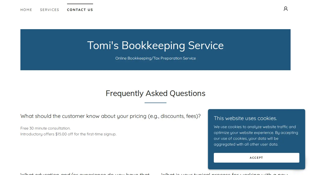 Tomi’s Bookkeeping service page