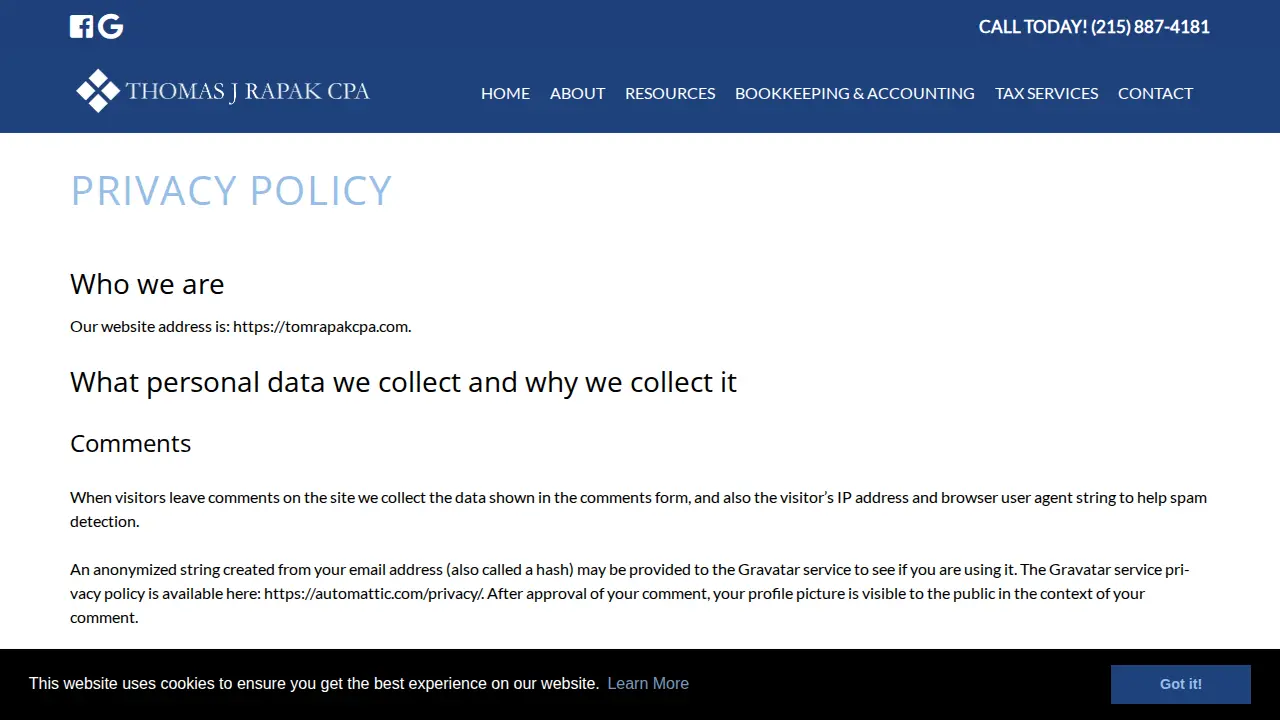 Thomas J Rapak CPA page