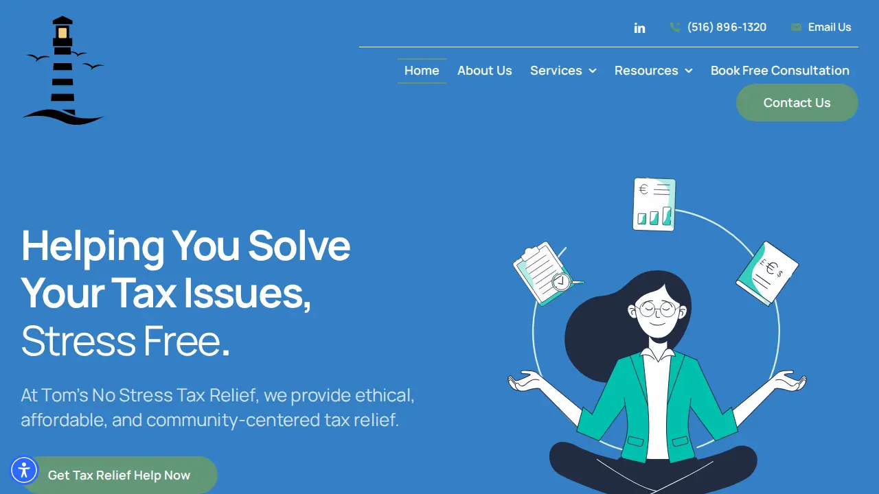 Tom's No Stress Tax Relief page