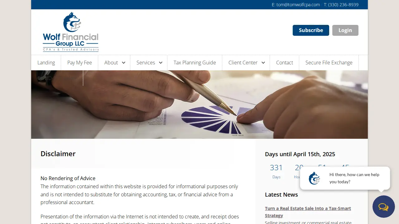 Wolf Financial Group LLC - CPA Firm page