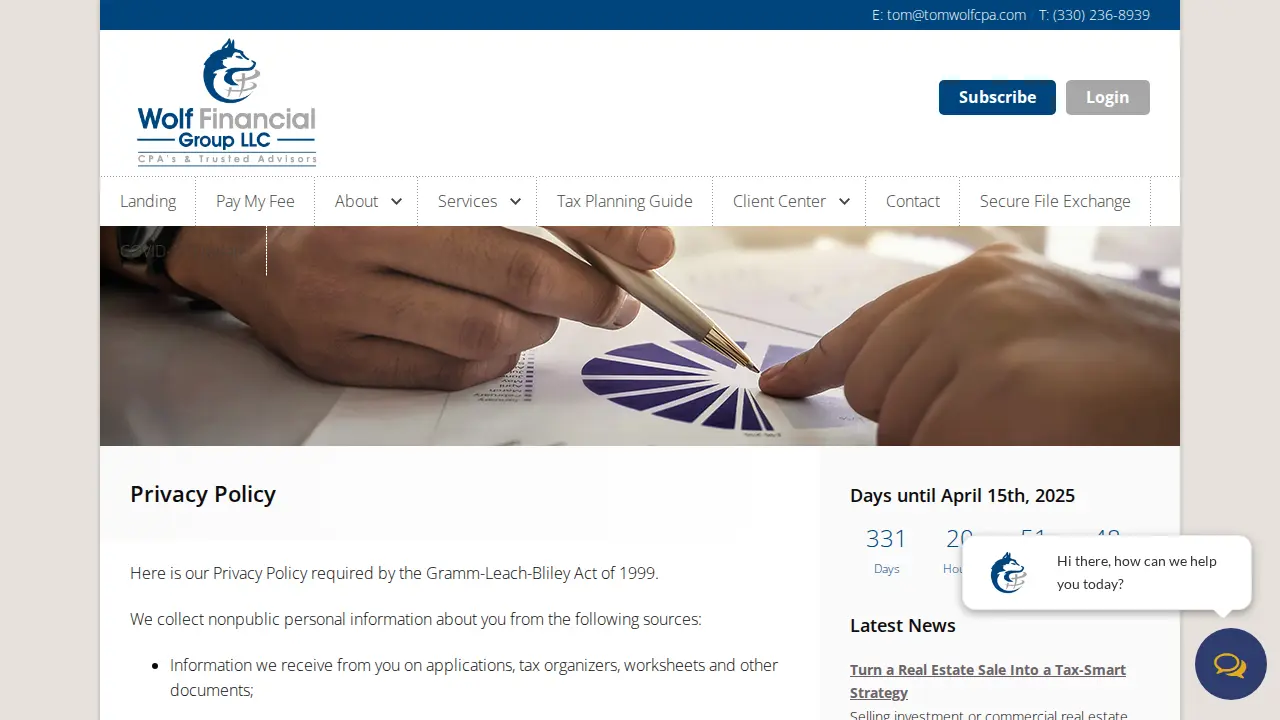 Wolf Financial Group LLC - CPA Firm page