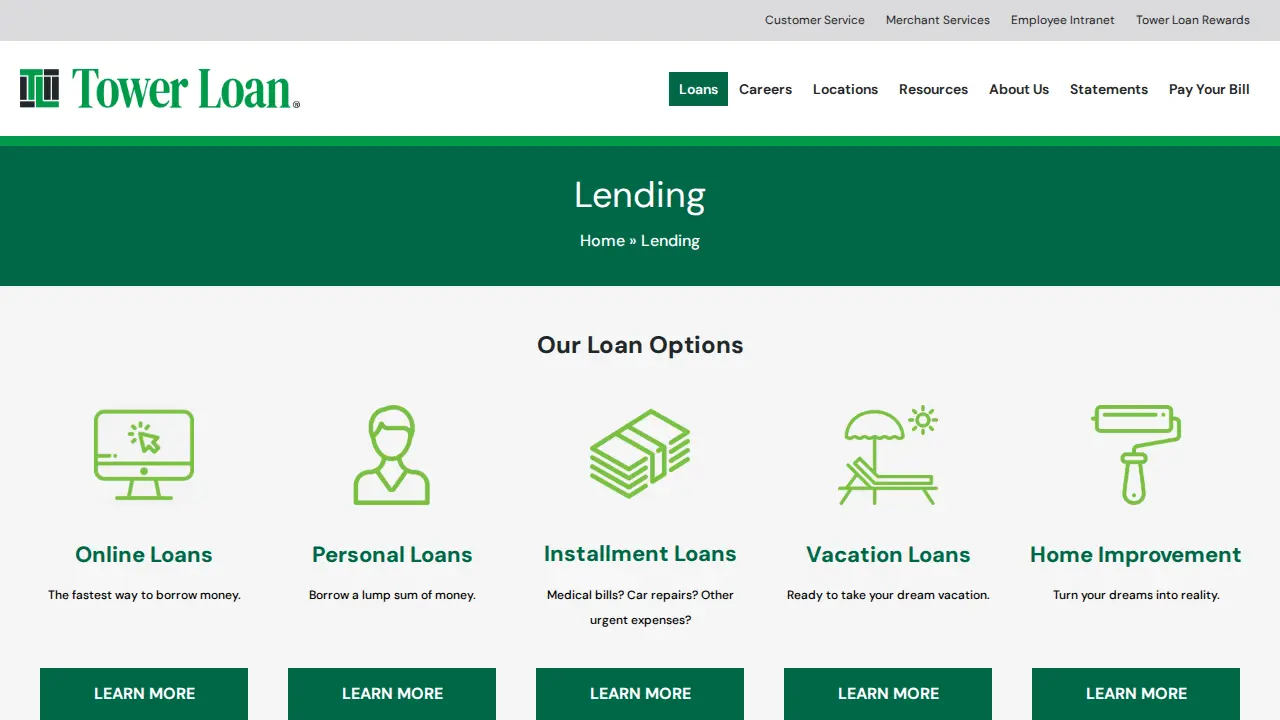 Tower Loan page