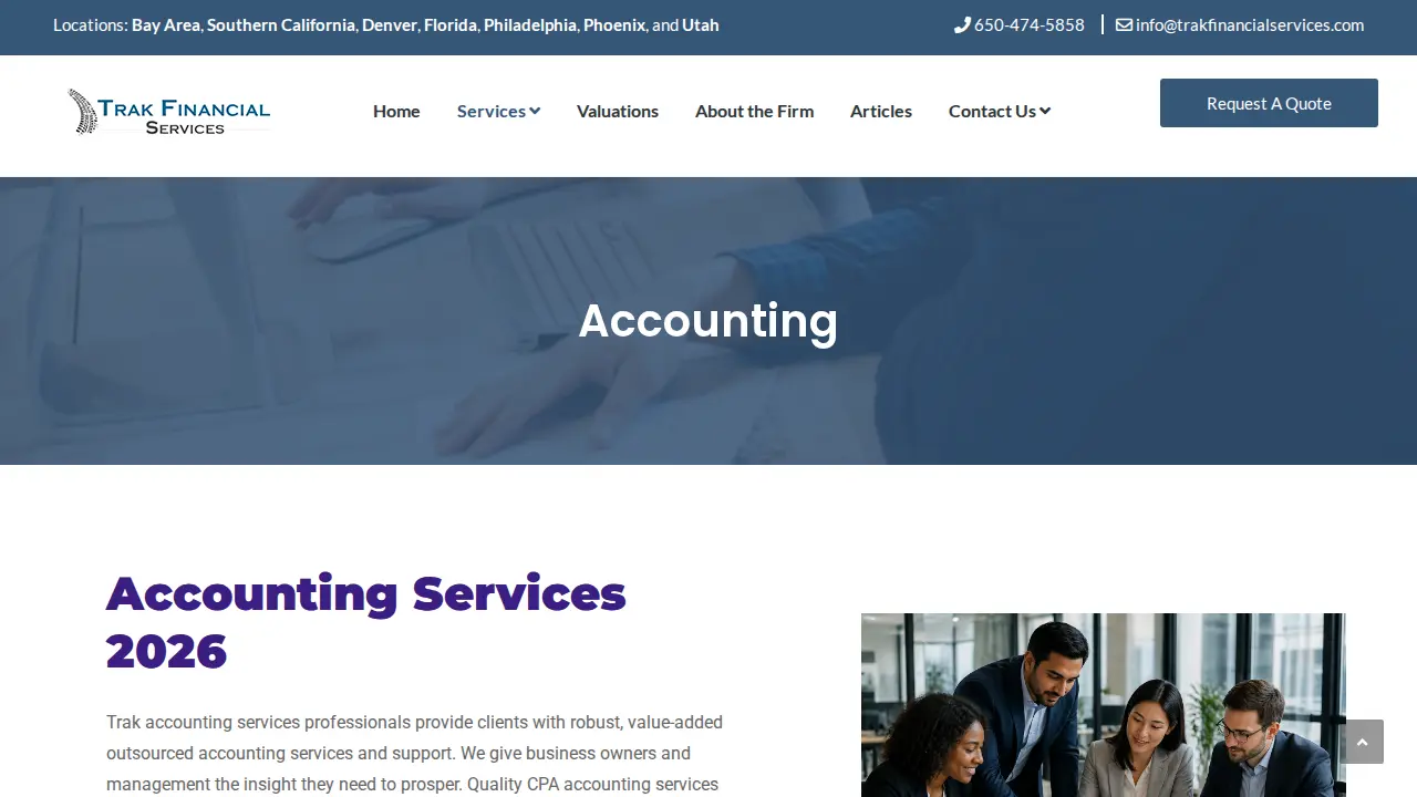 Trak Financial Services page