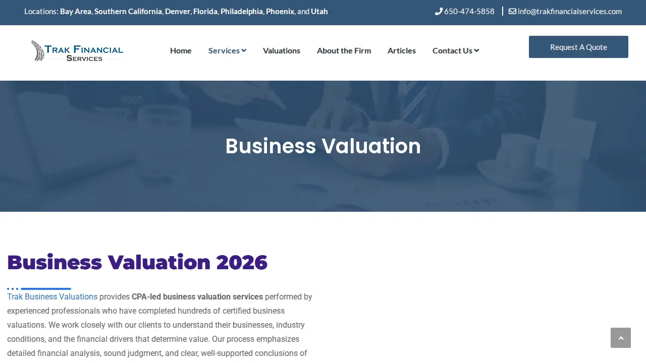 Trak Financial Services page