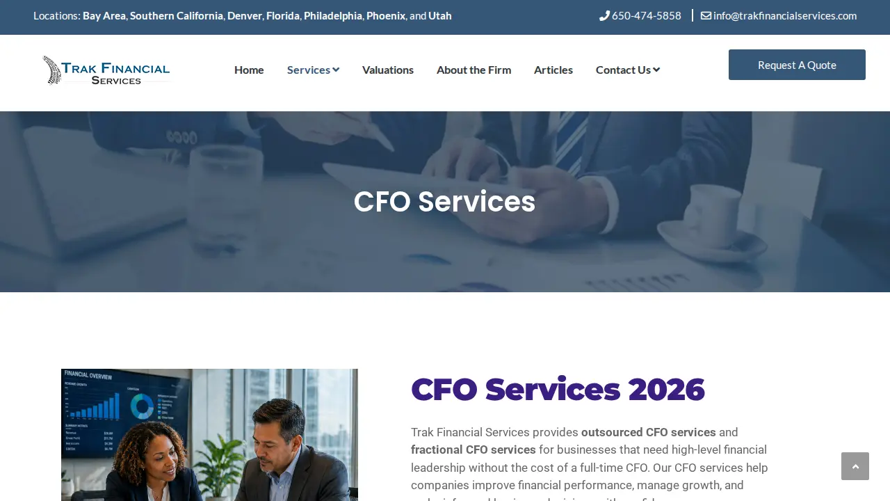 Trak Financial Services page