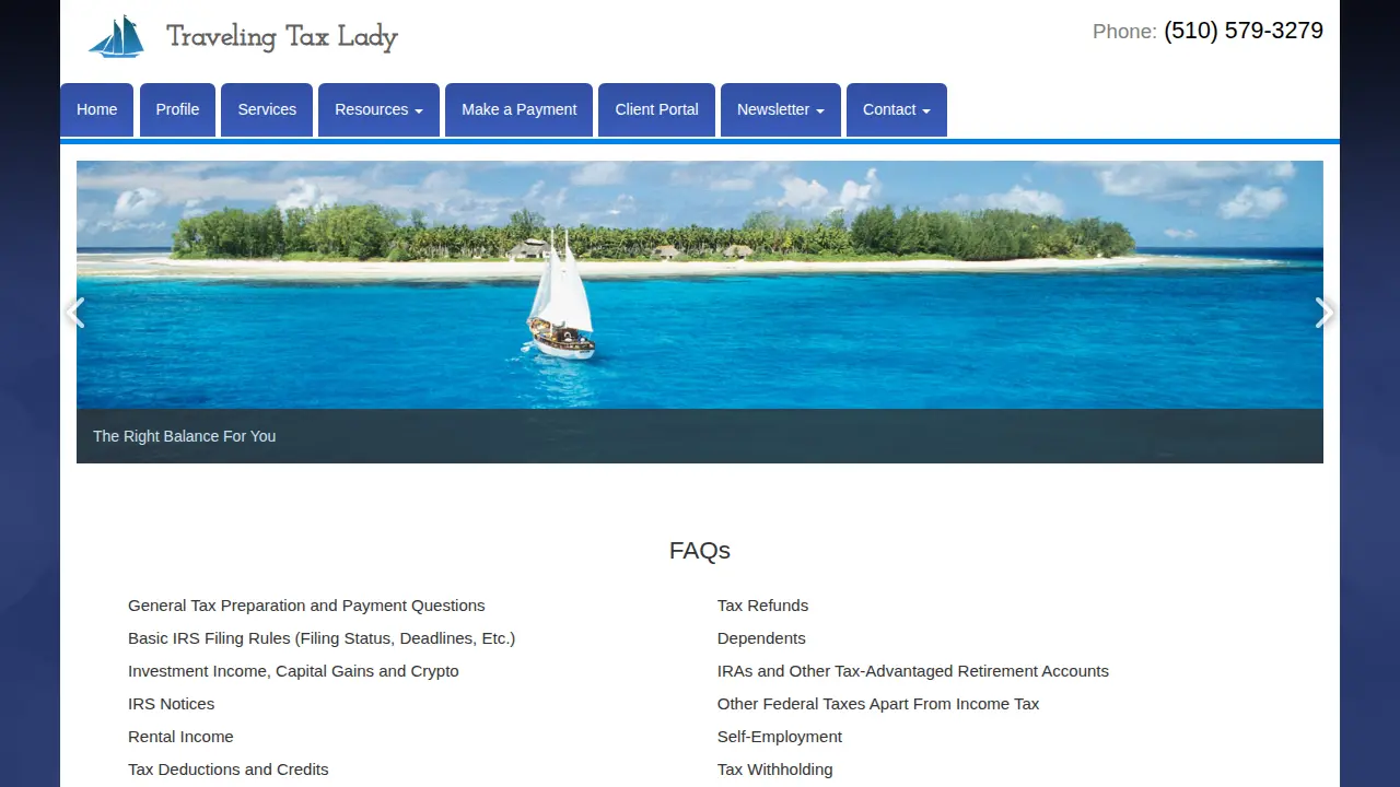 Traveling Tax Lady, Newark CA page