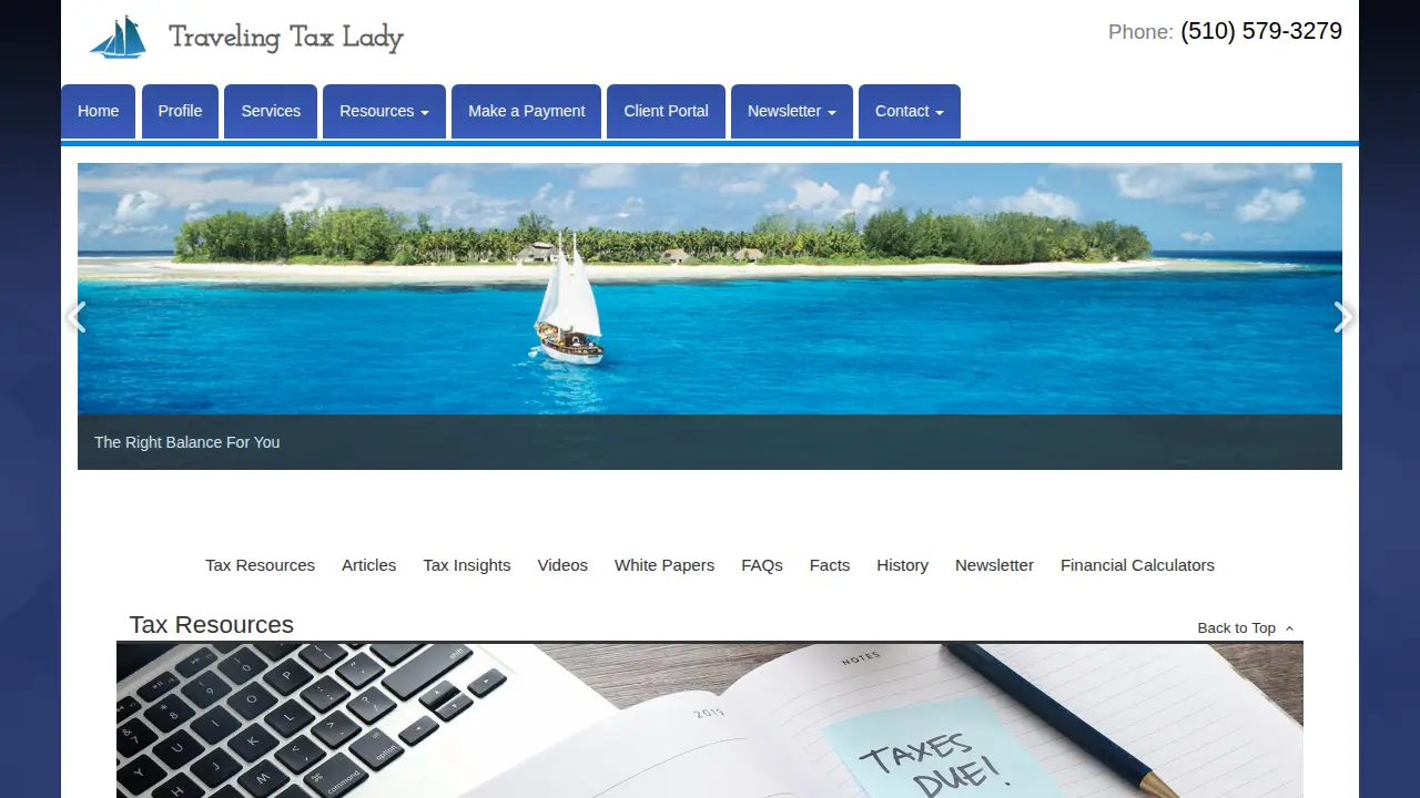 Traveling Tax Lady, Newark CA page