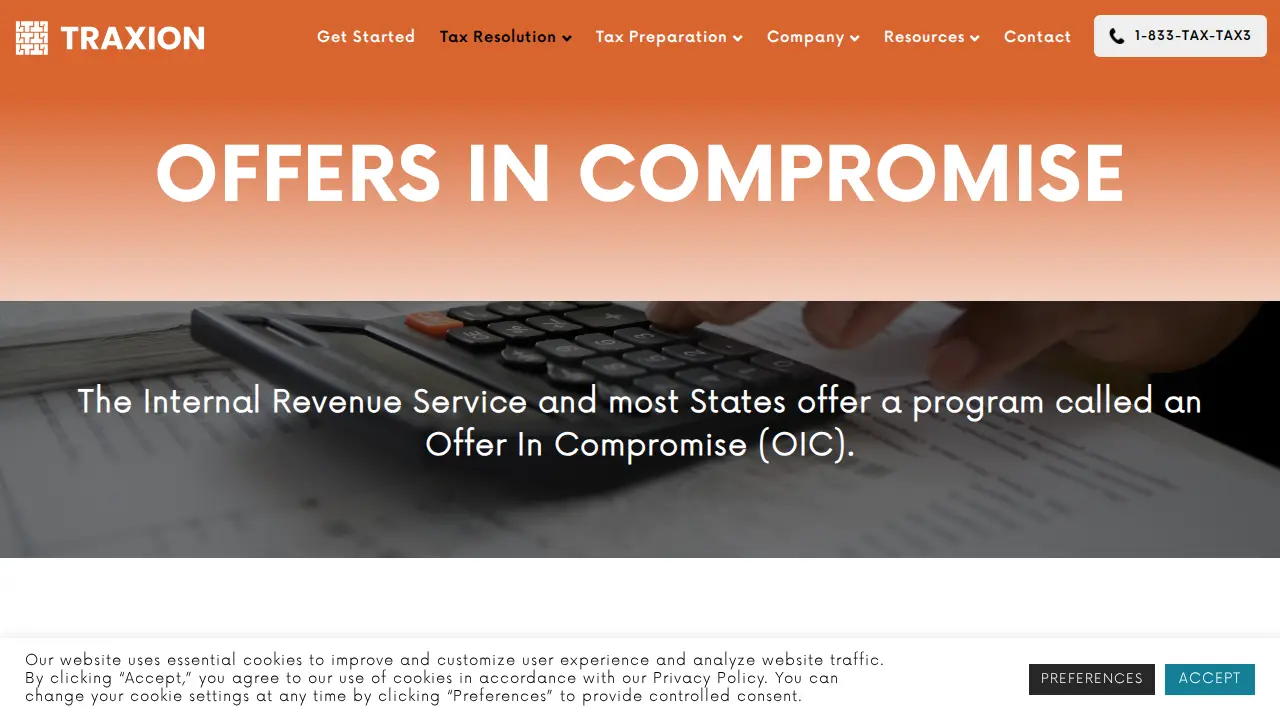 Traxion Tax page