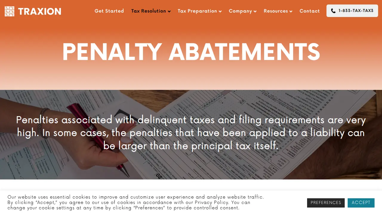 Traxion Tax page