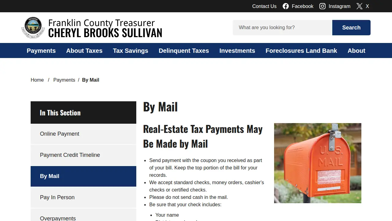 Franklin County Treasurer Office page