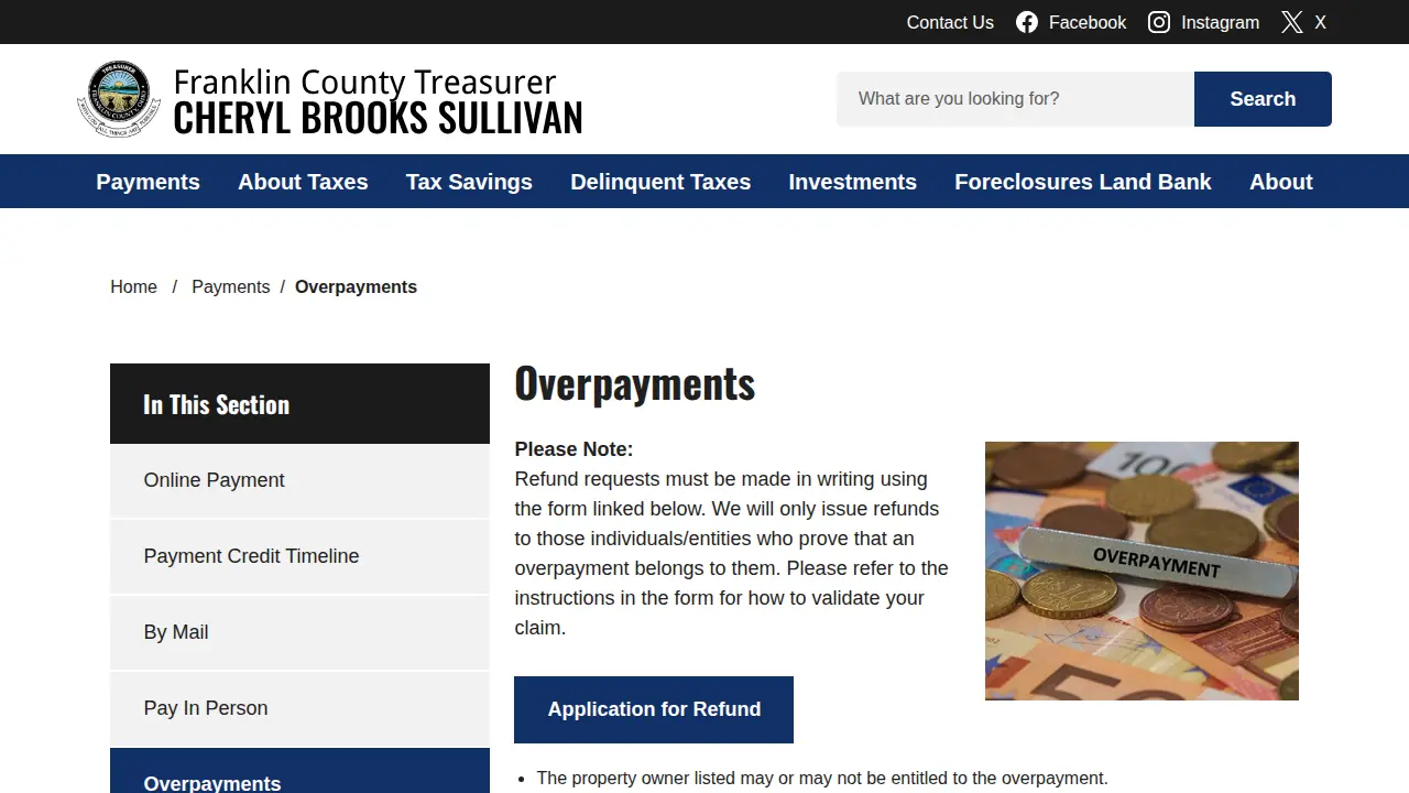 Franklin County Treasurer Office page