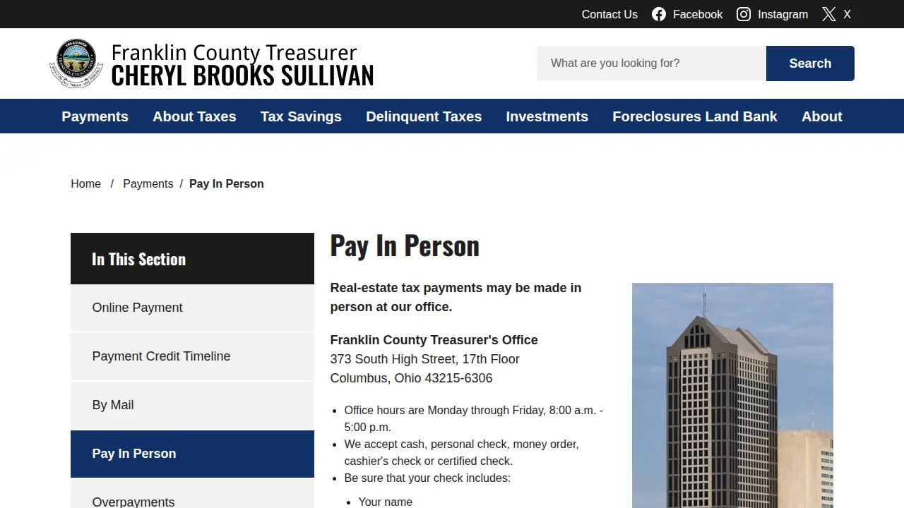 Franklin County Treasurer Office page
