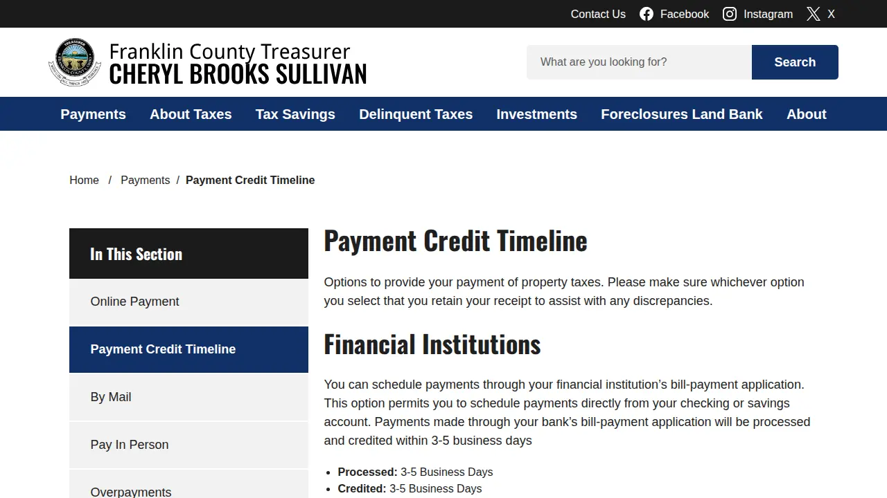 Franklin County Treasurer Office page