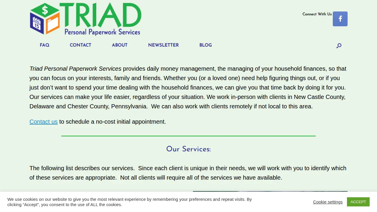 Triad Personal Paperwork Services website