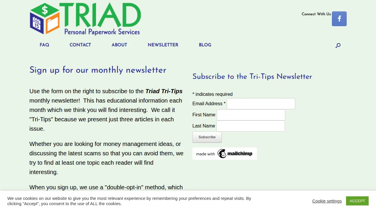 Triad Personal Paperwork Services page