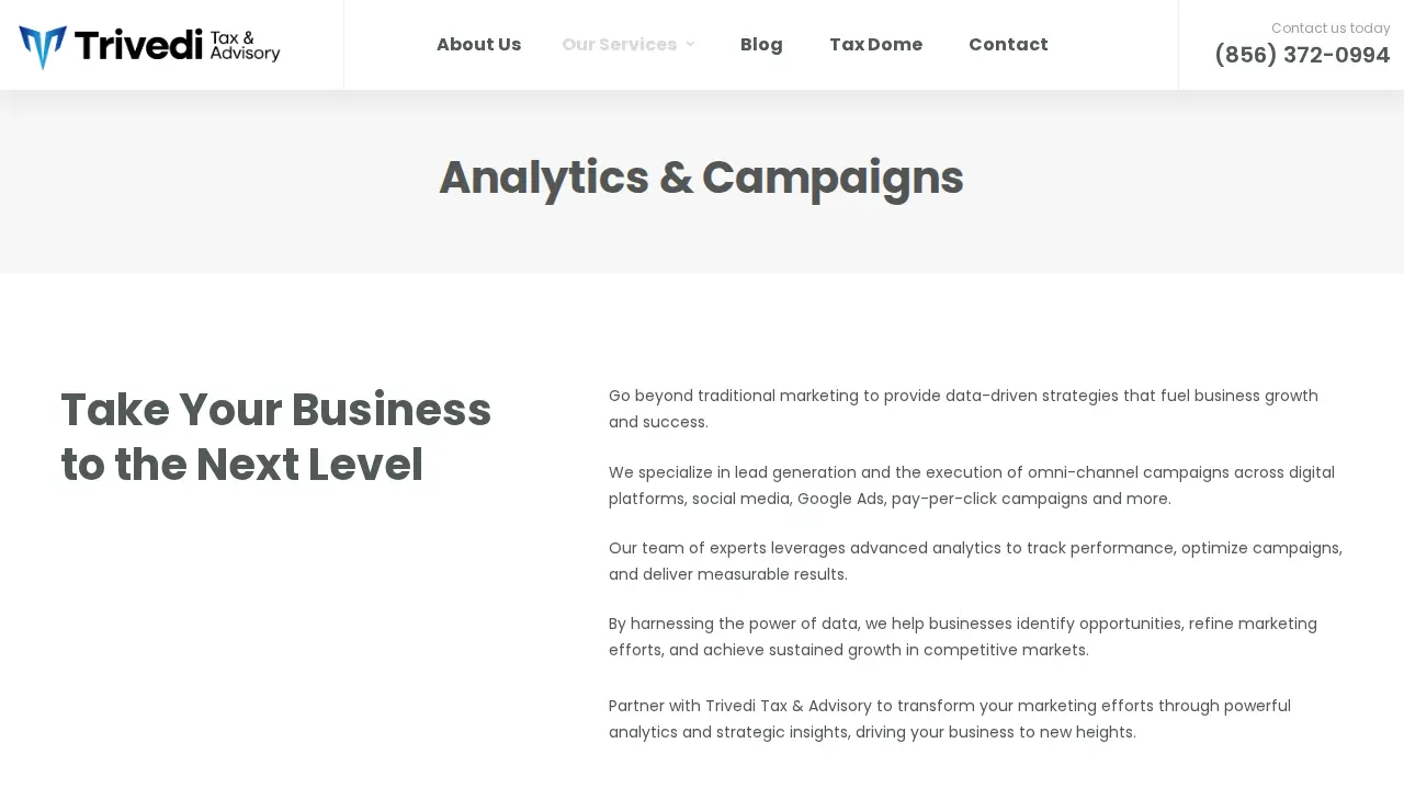 Trivedi Tax & Advisory page
