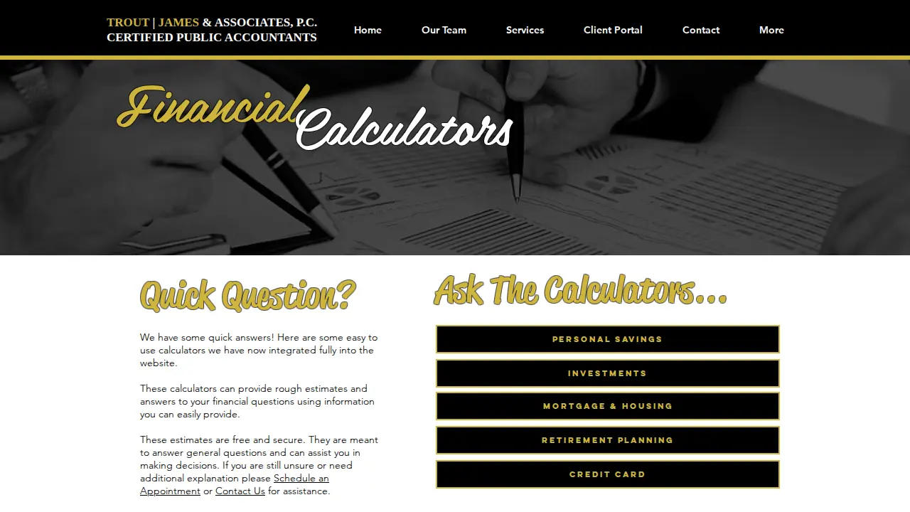 Trout, James & Associates, P.C. page
