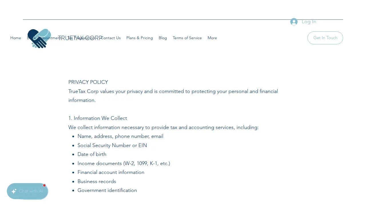 TrueTax Corp page