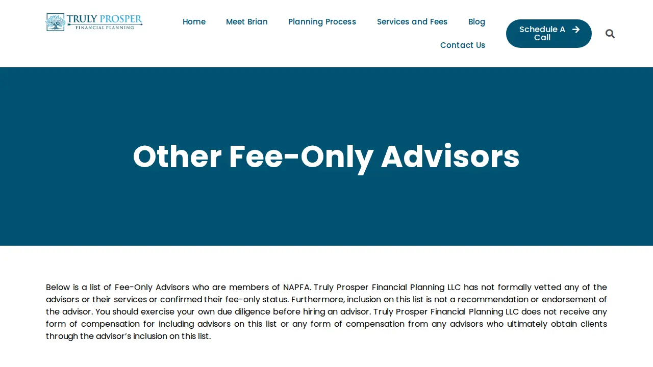Truly Prosper Financial Planning LLC page