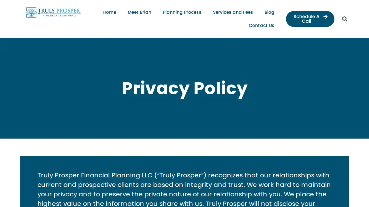 Truly Prosper Financial Planning LLC page